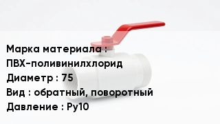 Клапан ПВХ ПВХ-поливинилхлорид D=75 обратный, поворотный Ру10